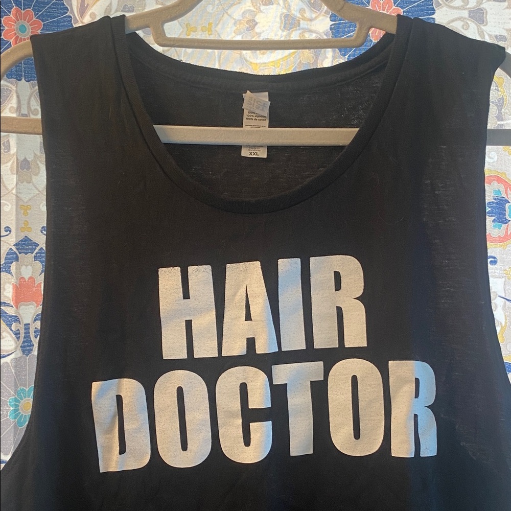 Black 'Hair Doctor' Graphic Tank Top